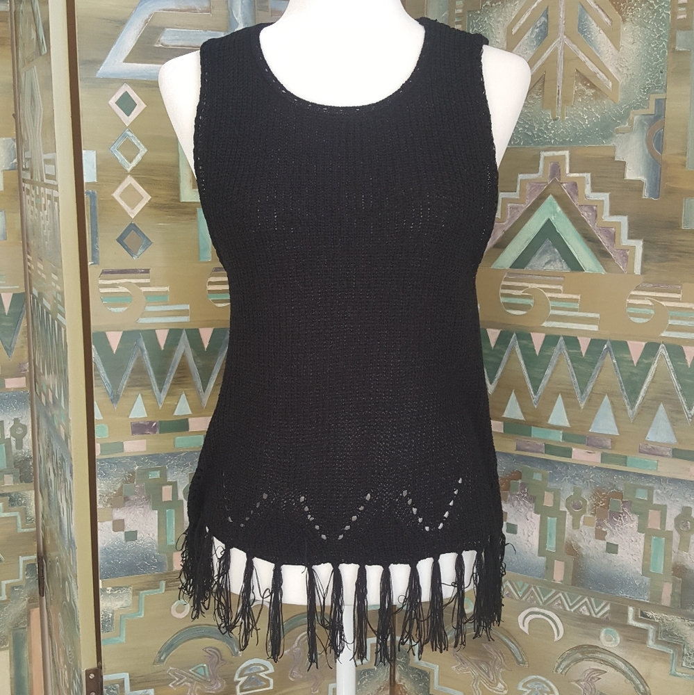 Anthropologie Pepin black boho sleeveless sweater